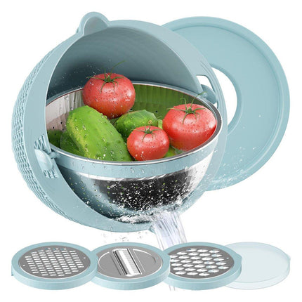Stainless Steel Drainer Basket Double Layer Rotatable Dishwashing Fruit Basket