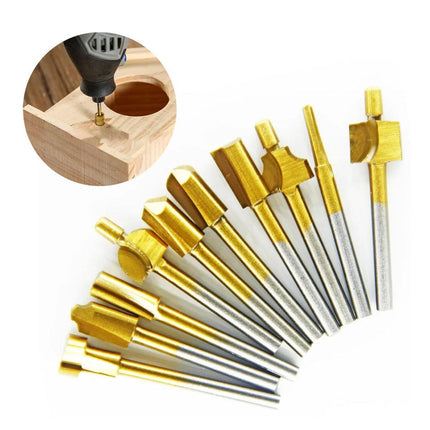 New 10Pcs/Set 3mm Titanium Mini HSS Router Bits Trimmer Shank For Rotary Tool - Aimall