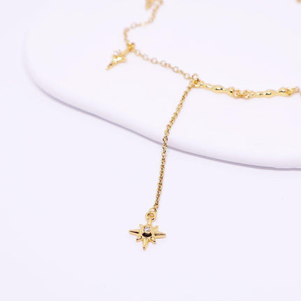 Vintage Star Pendant Octet Clavicle Chain Necklace Elegant Women Accessory
