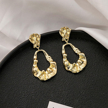 Vintage Ruffled Earrings for Women Retro Irregular Design Fashion Jewelry Gift