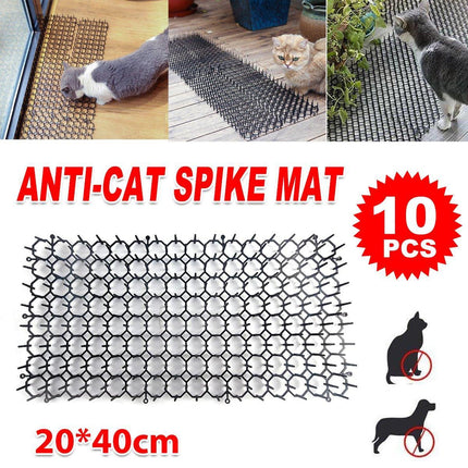 10pcs Anti-Cat Spike Mat Pet Deterrent Mat Outdoor Cat Repellent Netting Kit