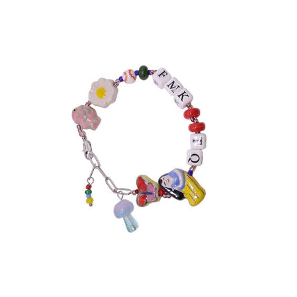 Colourful Ceramic Beaded Alphabet Bracelet Fun Cute Girly Multicolor Fashion