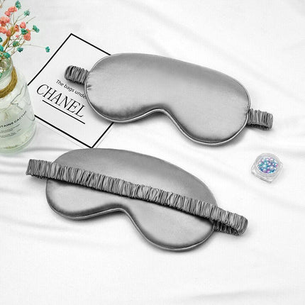 Pure Soft Silk EyeShade Blindfold Sleep Eye Mask Cover Light Shade Travel Relax - Aimall