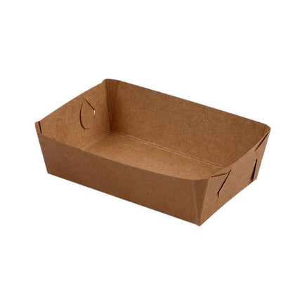 500PCS Kraft Cardboard Food Disposable Tray Brown Party Chips Takeaway Container Aimall