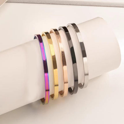 6MM Cuff Bracelet Stainless Steel Twisted Open Bangle Bracelet Men Women Jewlery - Aimall