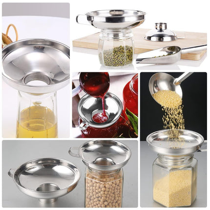 2pcs Stainless Steel Wide Mouth Funnel Large Bore Oil Drain Household Funnel Set