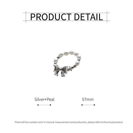 Pearl Ribbon Bracelet Ring Elegant Jewelry for Women Fashion Accessories Gift
