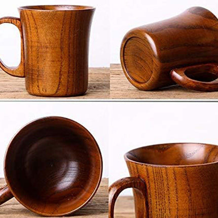 260ml Large Wooden Mug Round Solid Tea Cup Wooden Mugs for Coffee and Tea