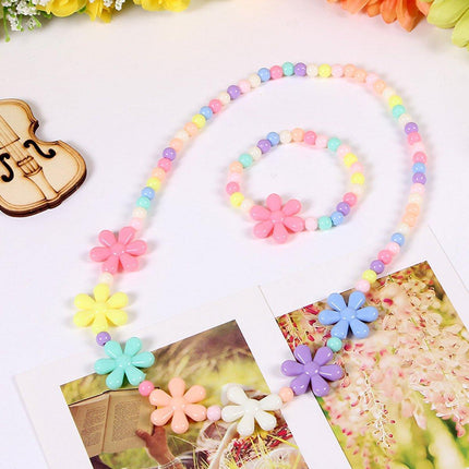 20pcs Candy Colour Bead Necklace and Bracelet Set for Dress-up and Party Accessories