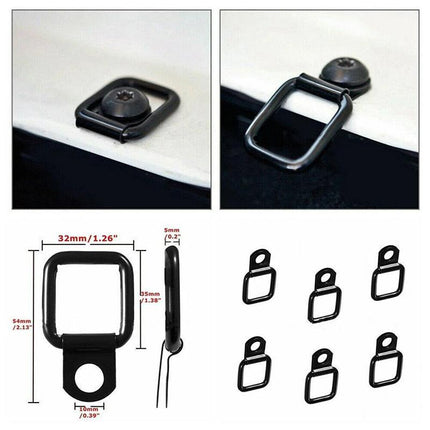 6PCS Black Heavy Duty Fixing Point Anchor Eye Tie Down Lashing Loop D-Ring Hook - Aimall