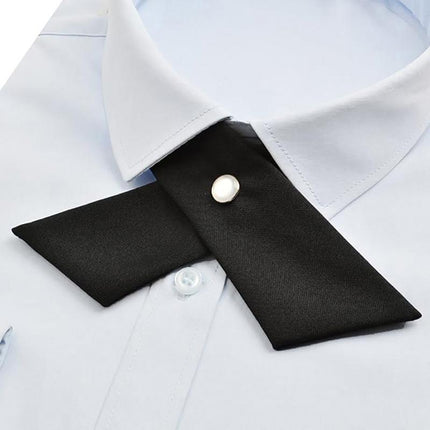 Large Women Criss-Cross Bow Tie School Girl Uniform Solid Adjustable Pre Tied Necktie - Aimall