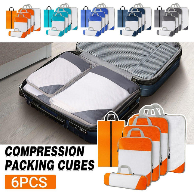 6pcs Mesh Visible Travel Storage Set Waterproof Nylon Compressible Storage Bags