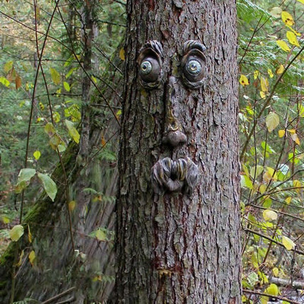 Old Man Tree Hugger Garden Peeker Yard Outdoor Sculpture Whimsical Face Decor - Aimall