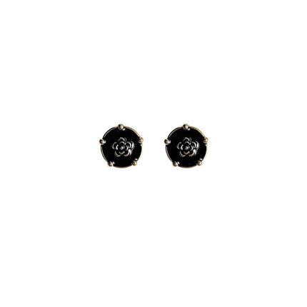 Vintage Black Stud Earrings Women Retro Style Dripping Oil Fashion Jewelry