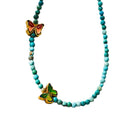 New Chinese Turquoise Butterfly Beaded Necklace and Bracelet Set Women