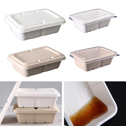 50PCS Square Disposable Lunch Box Thickened Takeout Salad Bowl Natural Colour