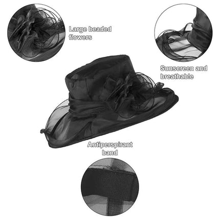 Ladies Large Brim Sun Hat Lightweight Bowler Hat Summer Beach Outdoor Protection
