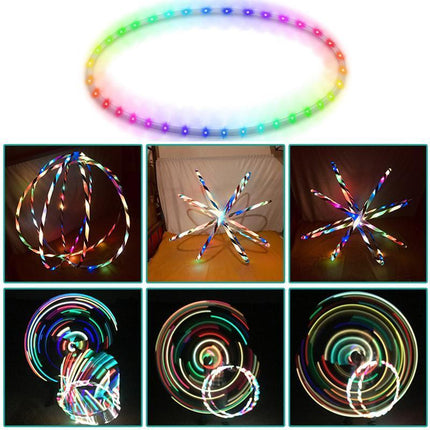 LED Light-Up Exercise Fitness Hoop Dance Lose Weight Colour Changing Detachable - Aimall