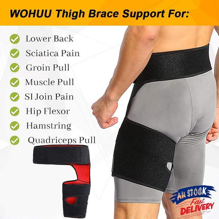 Groin Pain Relief Thigh Support Strain Brace Hip Compression Hamstring Strap - Aimall