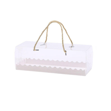 25pcs Rectangular Transparent Cake Roll Packing Box Portable Swiss Pastry Box