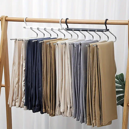 Stainless Steel Multi-Layer Pants Rack Folding Telescopic Anti-Slip Clothes Rack