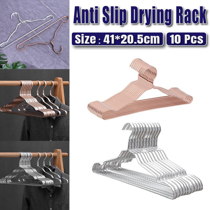 10PCS Metal Clothing Hangers Anti-slip Aluminium Alloy Drying Rack Coat Hanger