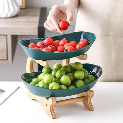 Modern Multi-layer Bamboo Fruit Snack Plate Rack Creative Living Room Plate Rack