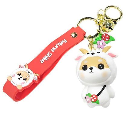 Cartoon Chinese Zodiac Furtune Shiba Inu Design Keychain Backpack Car Pendant - Aimall