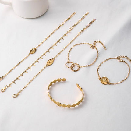 4 Stylish Hand Jewelry Diamond Set Butterfly Crescent Coin Open Set Bracelet - Aimall