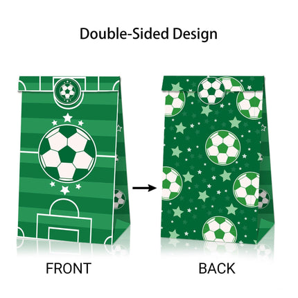 Fashion Football Sport Gift Bags Green Kraft Paper Sticker Set Party Favor Bags