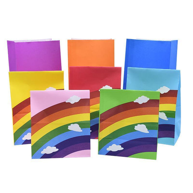 80PCS Kraft Paper Party Bag Seal Birthday Favor Kids  Rainbow Candy paper bags Aimall