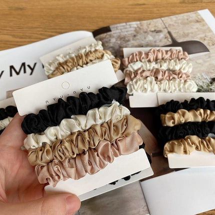 4Pcs/Set Silk Satin Small Scrunchies Ponytail Hair Ties Hair Rope Rubber Bands - Aimall
