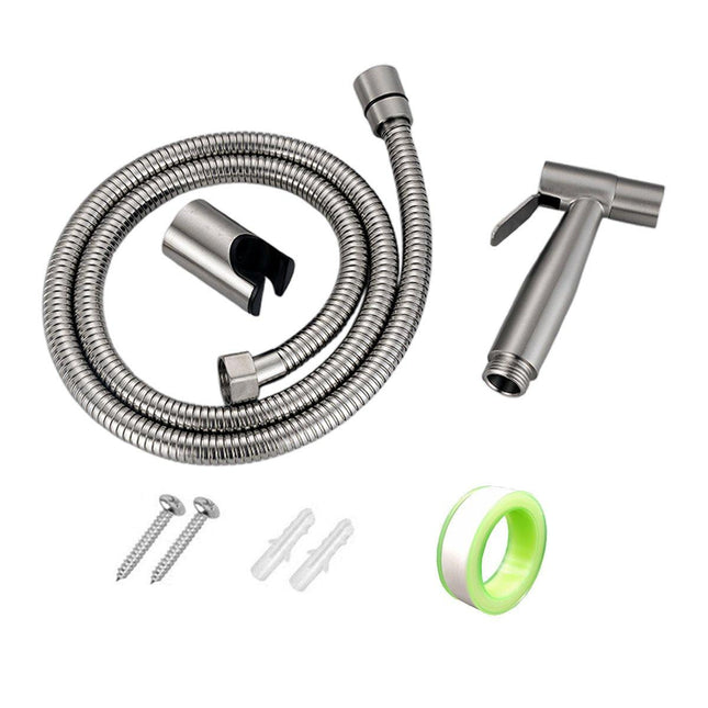 3PCS 304 Stainless Steel Handheld Bidet Spray Gun Toilet Cleaner Non Perforated
