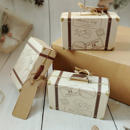 50Pcs Mini Suitcase Candy Box Wedding Favors Gift Packaging Boxes Party Supplies