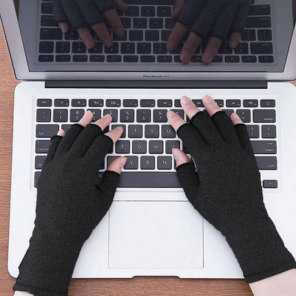 Brace Arthritis Hand Compression Gloves fingerless gloves Pain Relief Brown - Aimall