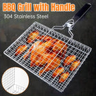 Barbecue Grilling Basket Portable Folding Stainless Steel Grill BBQ Food Holders