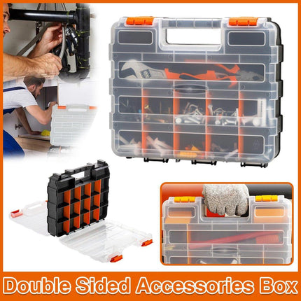 Double Sided Portable Hardware Tools Storage Box Parts Organizer Accessories Box