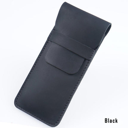 2PCS Vintage Handmade Genuine Leather Pencil Case Set Cowhide Protective Holder