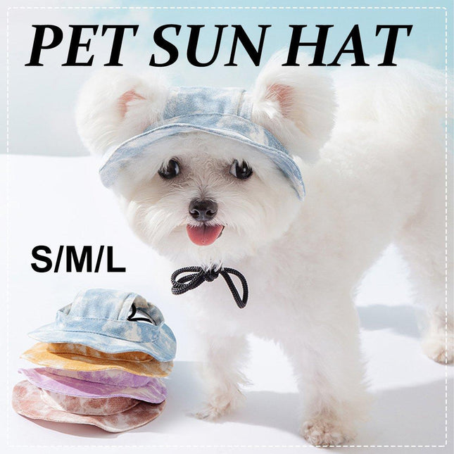 Adjustable Pet Hat with Cute Leaky Ears Sunscreen Fisherman Hat Four Seasons Use