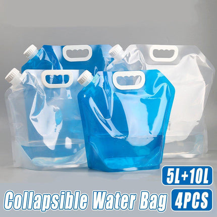 4pcs Folding Water Storage Bag Portable Bucket for Camping Hiking Outdoor Sports