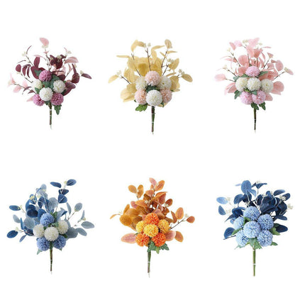 High-End Artificial Eucalyptus Leaves Ball Chrysanthemum Bouquet Home Decor