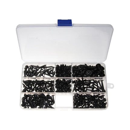 340PCS Black Self Tapping Screws Assortment for Metal Wood Repair and Fixing