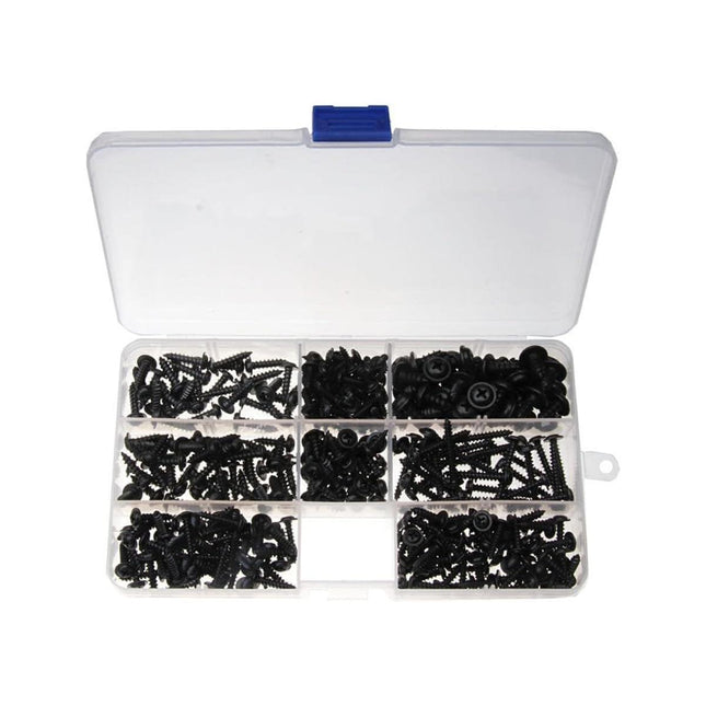 340PCS Black Self Tapping Screws Assortment for Metal Wood Repair and Fixing