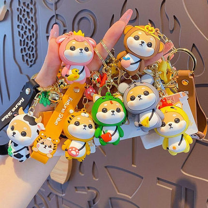 Cartoon Chinese Zodiac Furtune Shiba Inu Design Keychain Backpack Car Pendant - Aimall