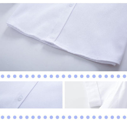Boys Children's Kids White Short Sleeve School Shirt Open Neck With Lay Back Collar - Aimall