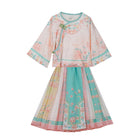 Spring Chinese Style Hanfu Girls Modified Tang Suit Two-Piece Colourful Set