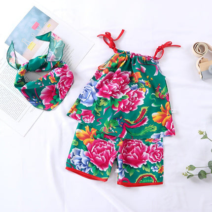 Children Cotton Summer Pajamas Set Short Sleeve Pants Boys Girls Colourful