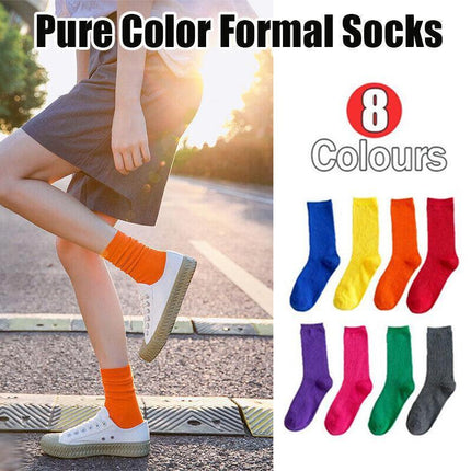 New Olid Pure Colour Formal Socks Cotton Fashion Casual Breathable Crew Socks - Aimall