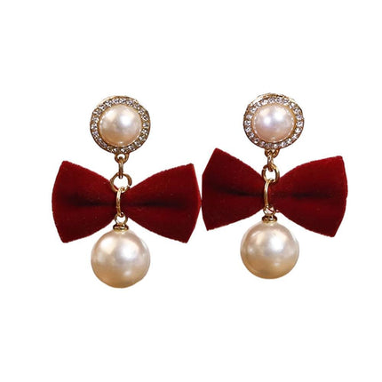 Red Flower Heart Zircon Earring Stud Wedding Party Drop Dangle Jewelry Christmas - Aimall