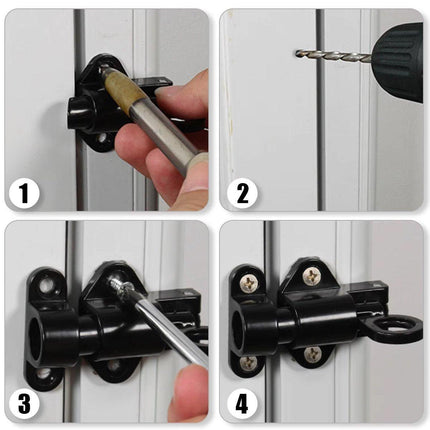 5PCS Aluminum Alloy Spring Bolt Self-Closing Sliding Door Window Lock Buckle Set